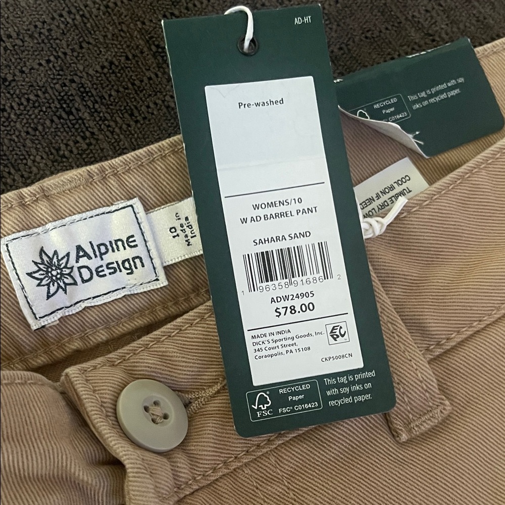 Alpine Design Women's Barrel Pant Tan Cropped Pants - Picture 2 of 6